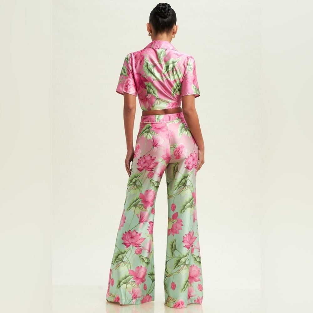 Floral Pink and Green Women's Jumpsuit - Picture 2 of 2